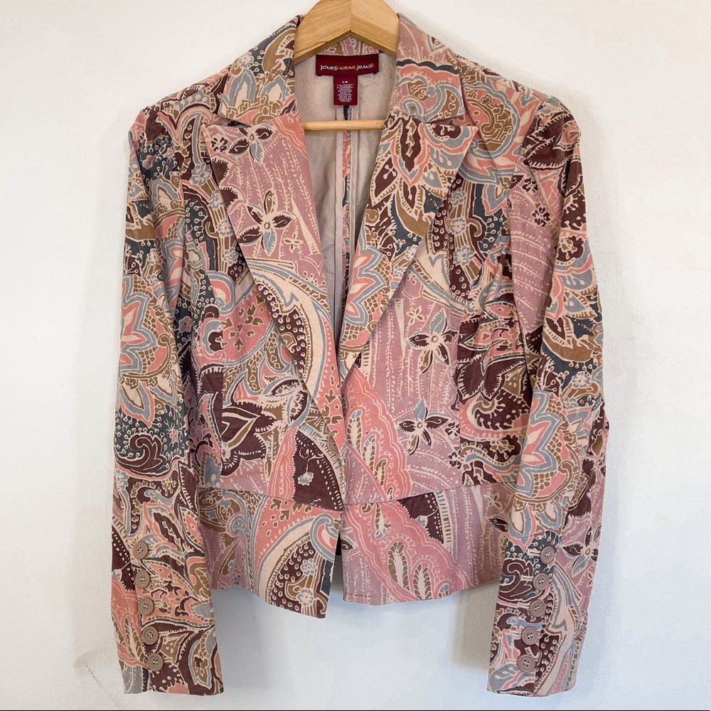 Vintage 90s Y2K Paisley Corduroy Blazer Size 14